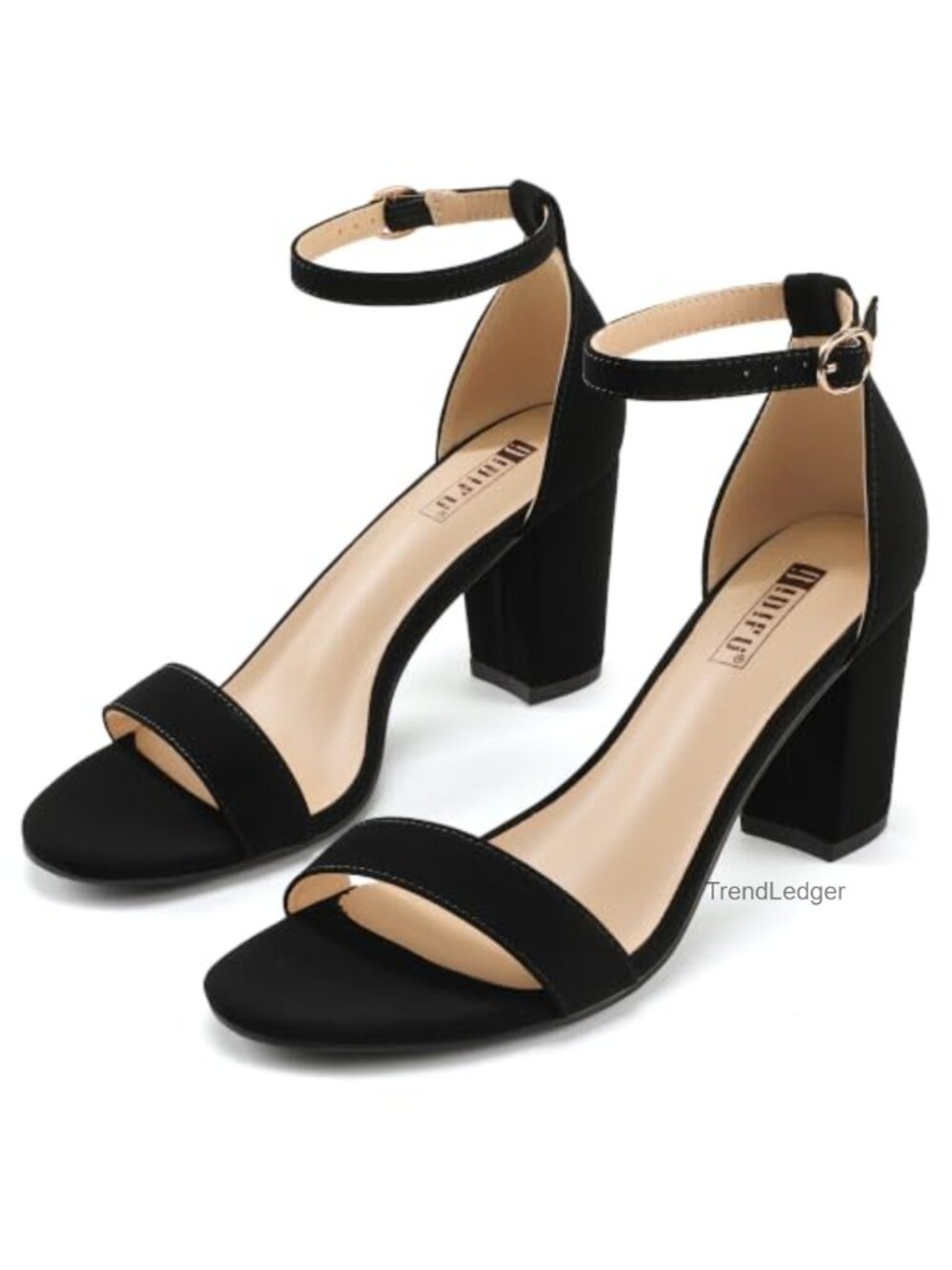 Block Heel Ankle Strap Open Toe Sandals 3 Inch Chunky Heels